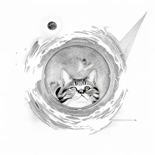 Supernova with a cat  tattoo design idea