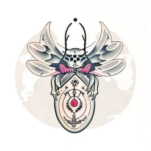 toadstool with deathhead moth tattoo design idea