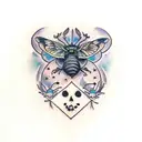 toadstool with deathhead moth tattoo design idea