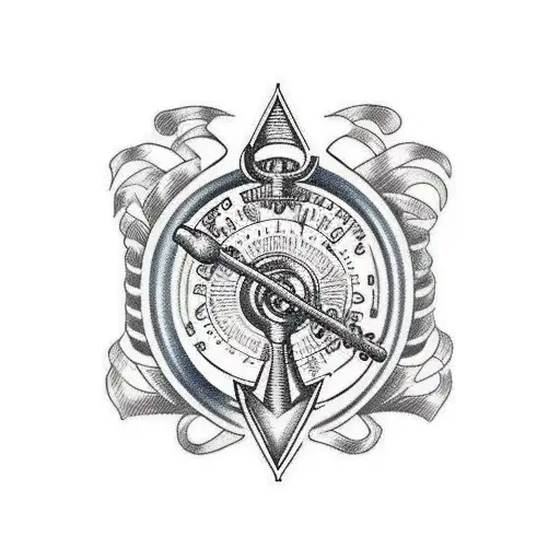 seamans Kompass Weltkarte Anker Kochmesser reisetatoo  tattoo design idea