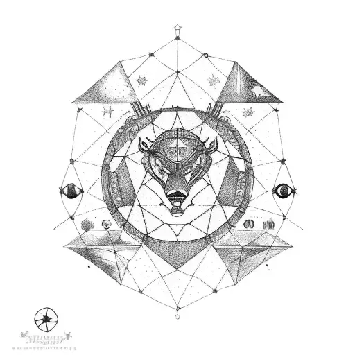 zodiac sign leo and its constellation star tattoo design idea