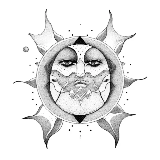 Sun and Moon tattoo design idea