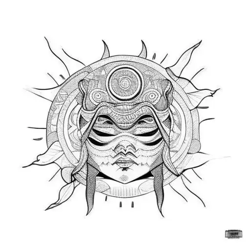 sun moon tribals mandals chest neck black work  tattoo design idea