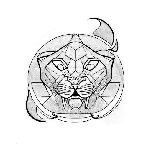 Panther, sun, moon tattoo design idea