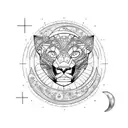 Panther, sun, moon tattoo design idea