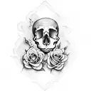 handcuff roses skull tattoo design idea