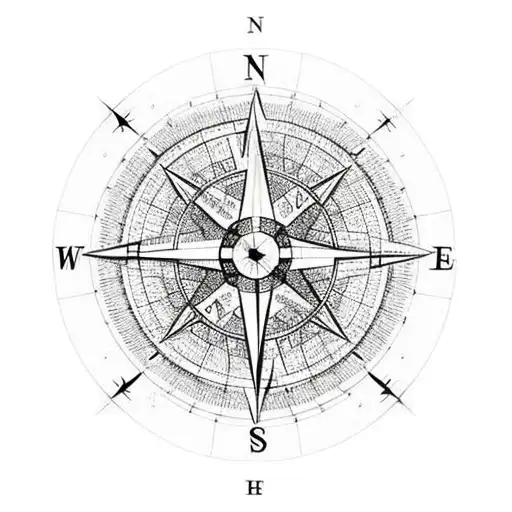 map, compass, euros, joker, Roman numeral tattoo design idea