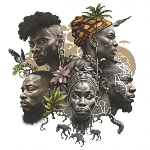 Africa and orishas tattoo design idea