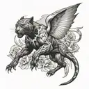 black panther and angels in a war of angels tattoo design idea