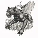 black panther and angels in a war of angels tattoo design idea