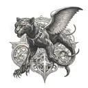 black panther and angels in a war of angels tattoo design idea
