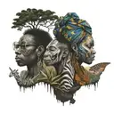 Africa and orishas tattoo design idea