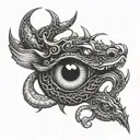 horizontal dragon eye tattoo design idea