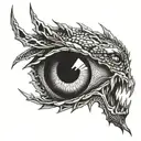 horizontal dragon eye tattoo design idea