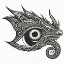 horizontal dragon eye tattoo design idea