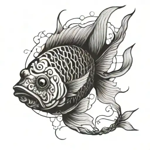 dead fish, no details, only blackwork tattoo design idea