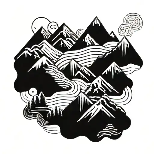 adventure mountains perspective change tattoo design idea