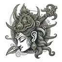 I want to include Lord Shiva's trishul, Om, and damru, along with an image of Maa Durga and a motif of Lord Ganesha.  tattoo design idea