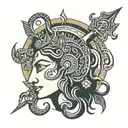 I want to include Lord Shiva's trishul, Om, and damru, along with an image of Maa Durga and a motif of Lord Ganesha.  tattoo design idea