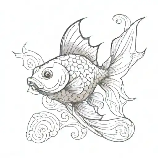 beautiful goldfish  tattoo design idea