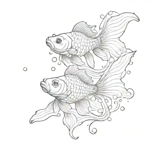 beautiful goldfish flowing water tattoo design idea
