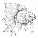 beautiful goldfish flowing  tattoo design idea