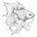 beautiful goldfish flowing  tattoo design idea