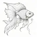 beautiful goldfish flowing  tattoo design idea