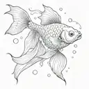 beautiful goldfish flowing  tattoo design idea