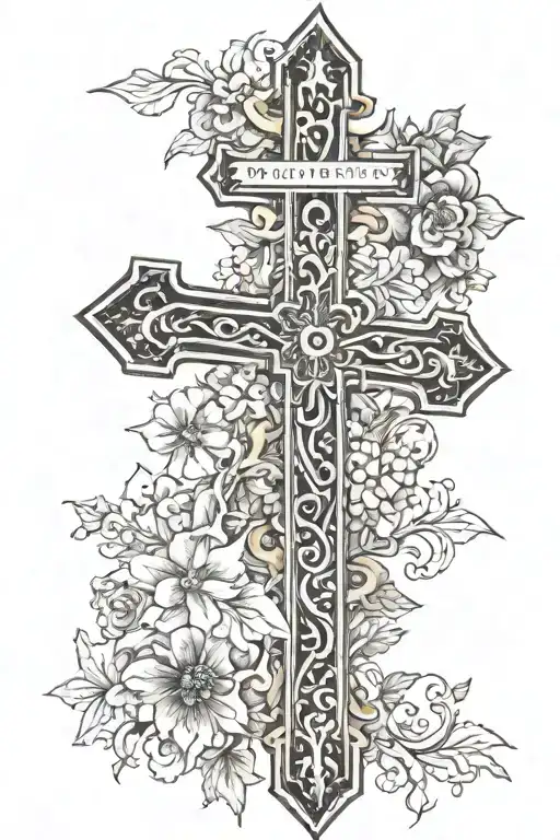 Cross with psalm 23:4 tattoo design idea
