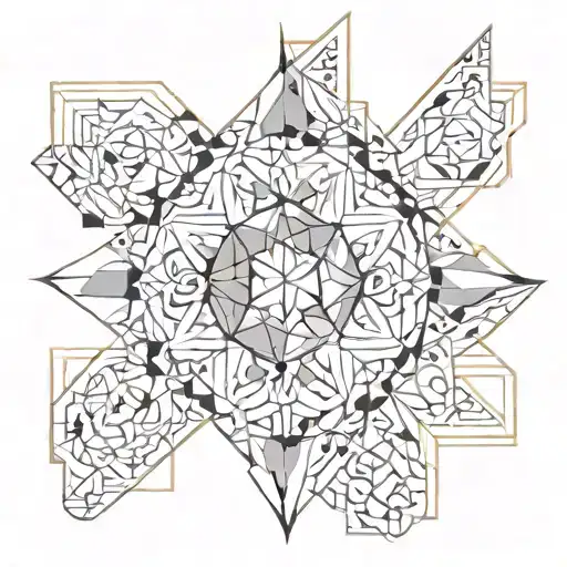 mosaic tile drawing tattoo design idea