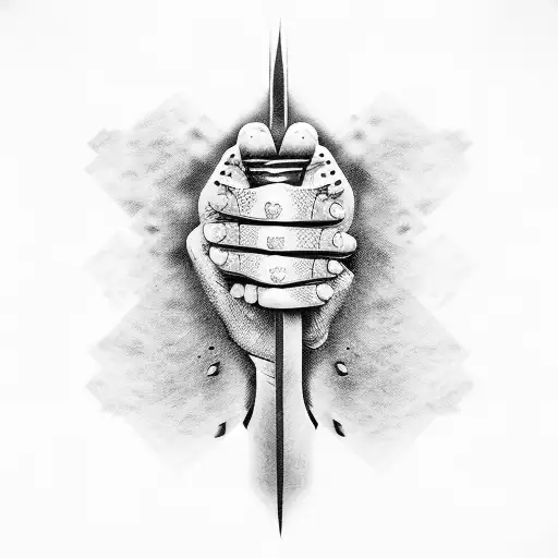 A hand with Heavy-Metal-Details based on the festival wacken in black and white tattoo design idea