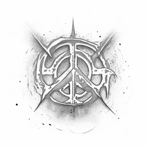Peace-Sign-Hand with Heavy-Metal-Details based on the festival wacken in black and white tattoo design idea