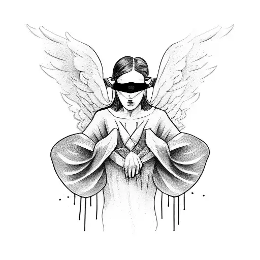 blindfold fallen angel  tattoo design idea