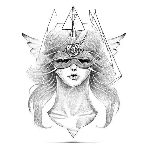 blindfold fallen angel  tattoo design idea