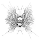 blindfold fallen angel  tattoo design idea