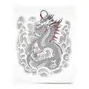 Dragon chino con el texto "Más pronto que tarde" en su interior tattoo design idea