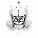 Wine bottle with eyes tattoo design idea