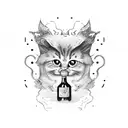 Wine bottle with eyes tattoo design idea