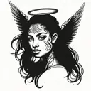 angel face  with braids  tattoo design idea
