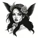 angel face  with braids  tattoo design idea