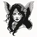 angel face  with braids  tattoo design idea