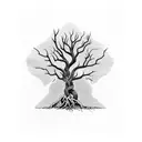 Dead tree with black flames tattoo design idea