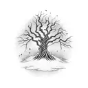 Dead tree with black flames tattoo design idea