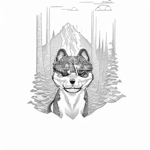 A series of paw prints along a mountain biking trail, done in a dotwork style tattoo design idea