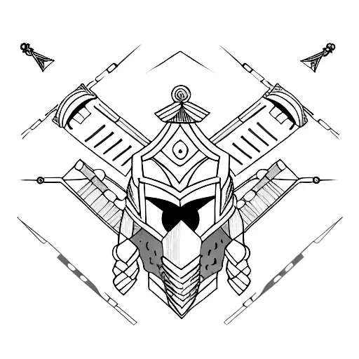 A minimalist design of a gladiator helmet with crossed swords, representing your occupation as a gladiator tattoo design idea