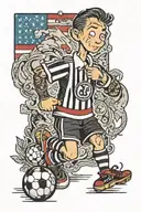 Linus with Galo soccer uniform standing tattoo design idea