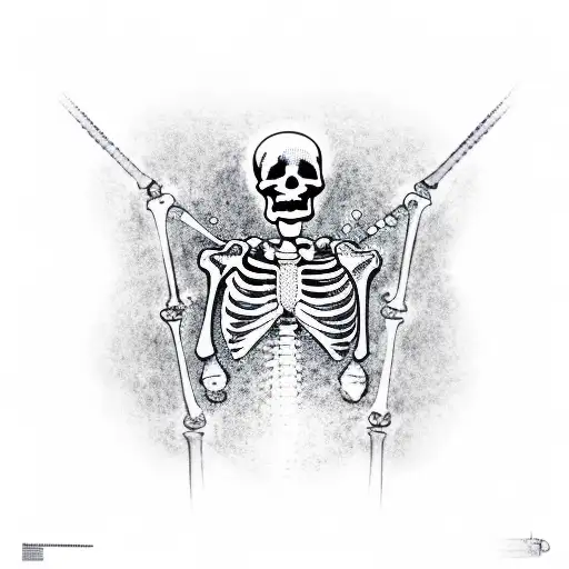 skeleton produces bubbles qith a pipe and laugh about it tattoo design idea