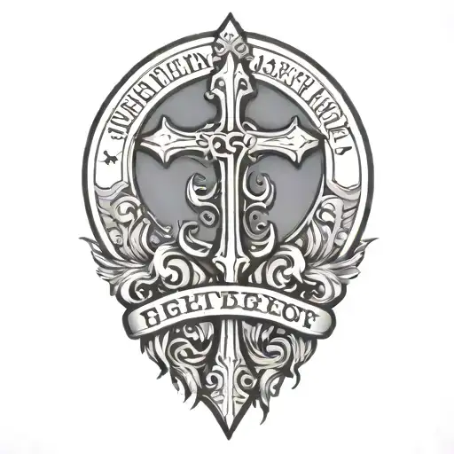 christian inspired design featuring name written tattoo design idea