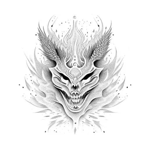 Bonfire with intricate dotwork details tattoo design idea